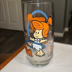 Vintage Pizza Hut Glass 16 Oz Tumbler 1986 Flintstone Kids Wilma